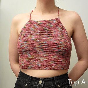 Crochet Pink Halter Crop Top